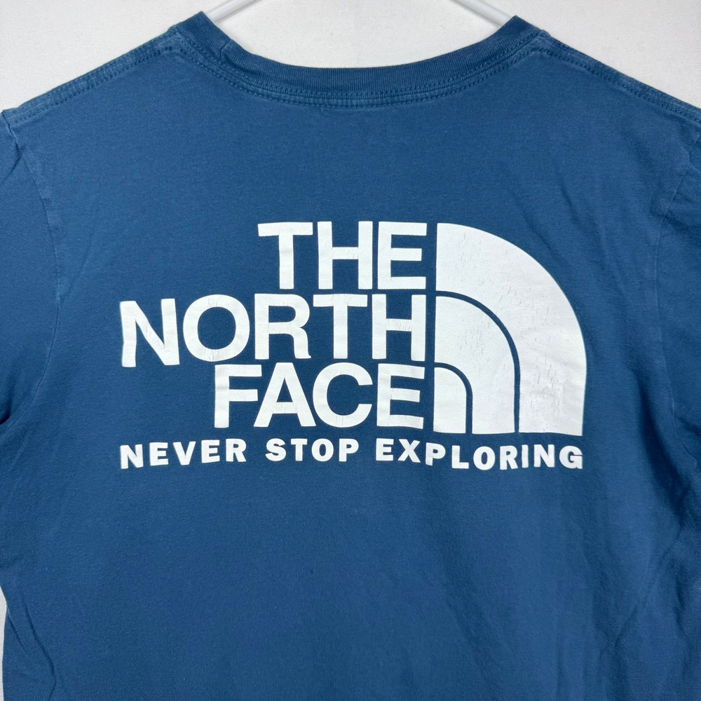The‎ North Face Women's T Shirt Blue Tee Never Stop Exploring Logo Sz Medium